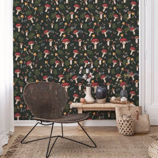 mushrooms-on-dark-background-wallpaper-happywall-1