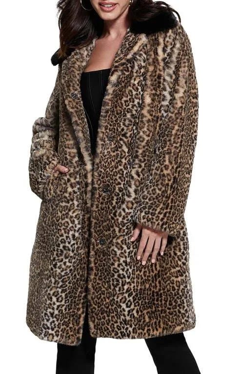 Elegant Cheetah Print Faux Fur Coat | Image