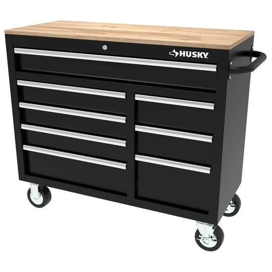 husky-42-in-w-x-18-1-in-d-8-drawer-black-mobile-workbench-cabinet-with-solid-wood-top-1