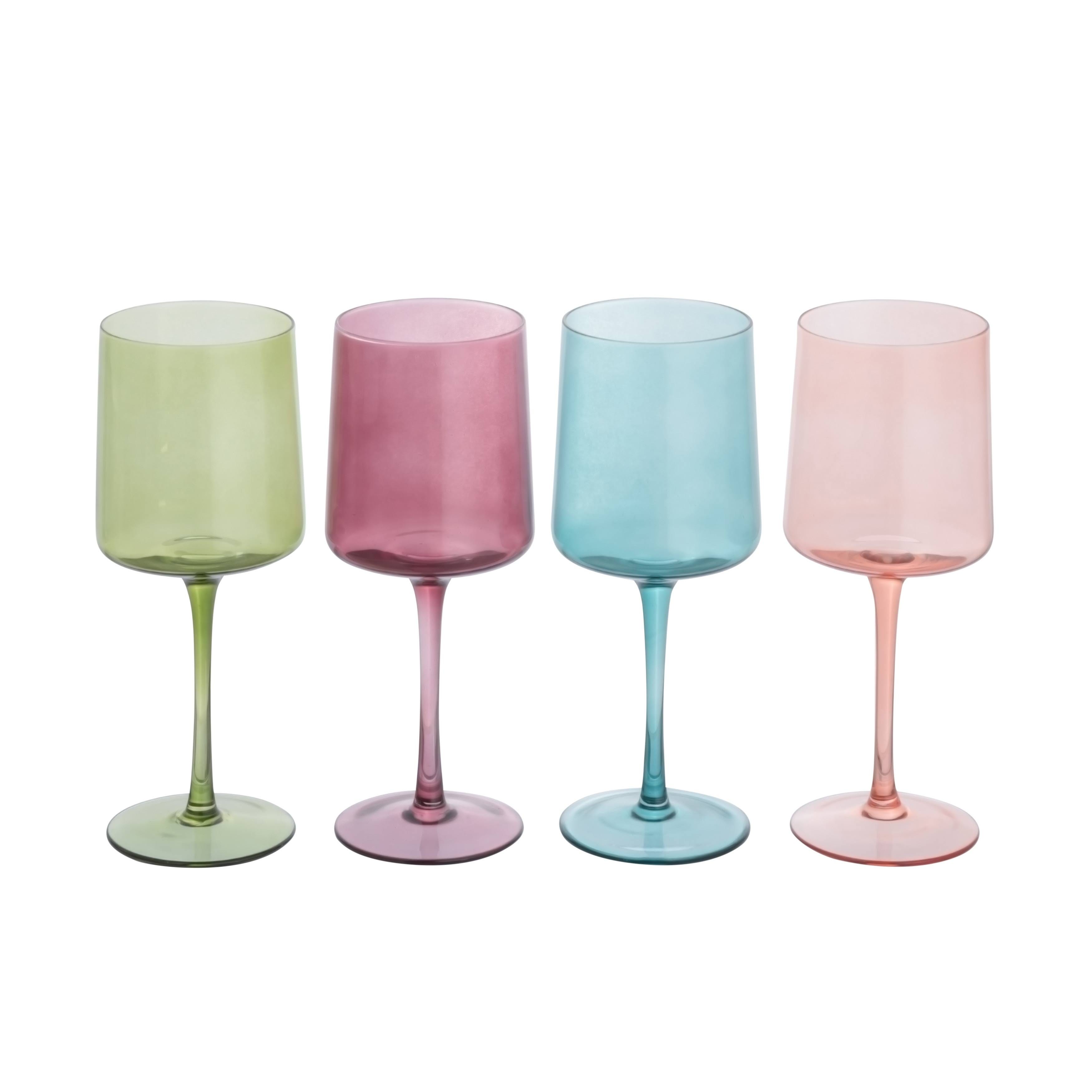 Hand-blown Stemmed Wine Glasses - 4 Unique Colors, Elegant Design | Image