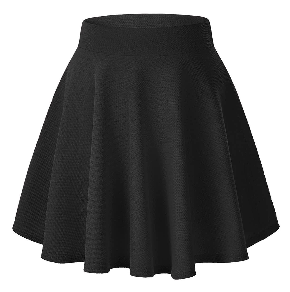 Slimming Black Flared Mini Skater Skirt for Women | Image