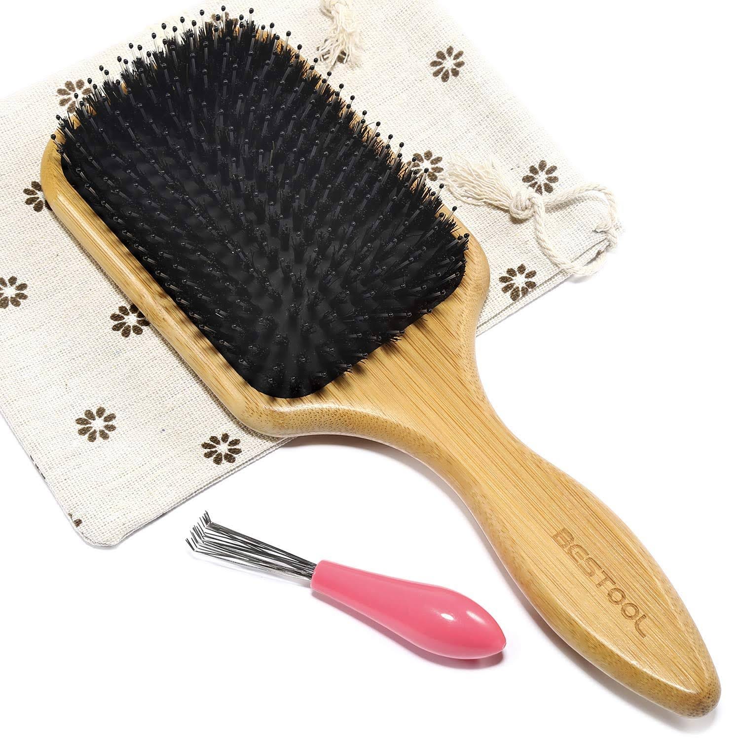 Soft & Shiny Hair Brush - Boar Bristle & Nylon Paddle for All Hair Types | Image