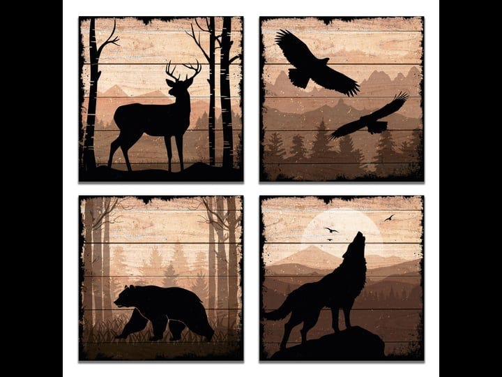 dimarongton-wild-animal-canvas-rustic-cabin-decor-wildlife-wall-art-12x12-deer-wolf-eagle-bear-canva-1