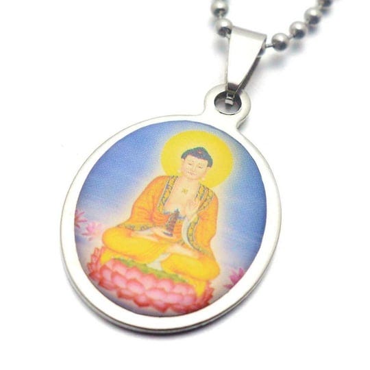 buddha-necklace-stainless-steel-color-pendant-23-ball-chain-buddhist-jewelry-1