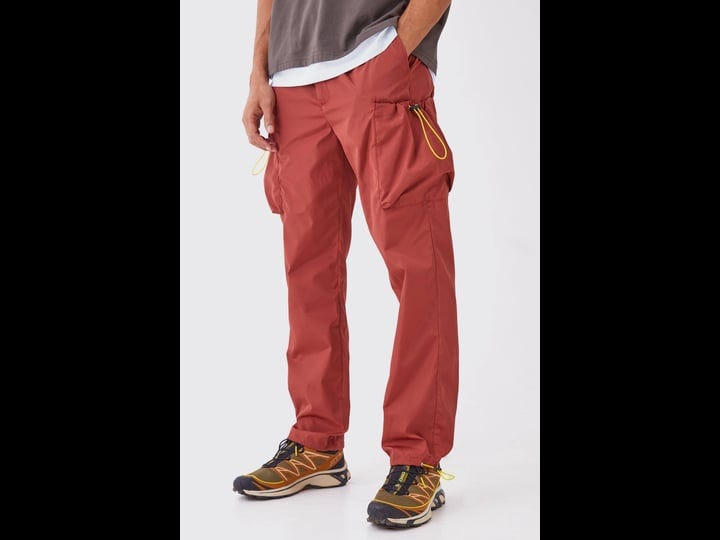 boohooman-straight-fit-nylon-cargo-pants-orange-size-28r-1