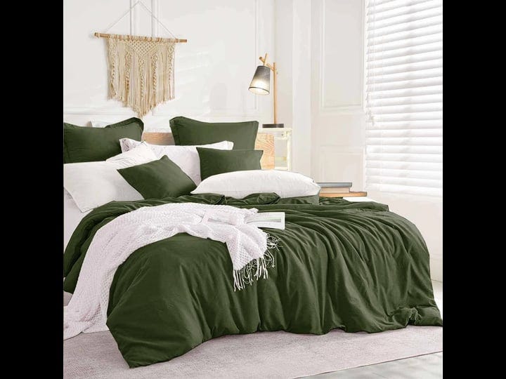 dark-olive-green-queen-comforter-set-3-piece-aesthetic-modern-bedding-set-al-1