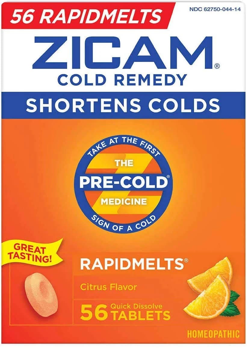 Zicam Cold Remedy Rapidmelts Citrus: Quick Dissolve Tablets for Fast Relief (56 Count) | Image