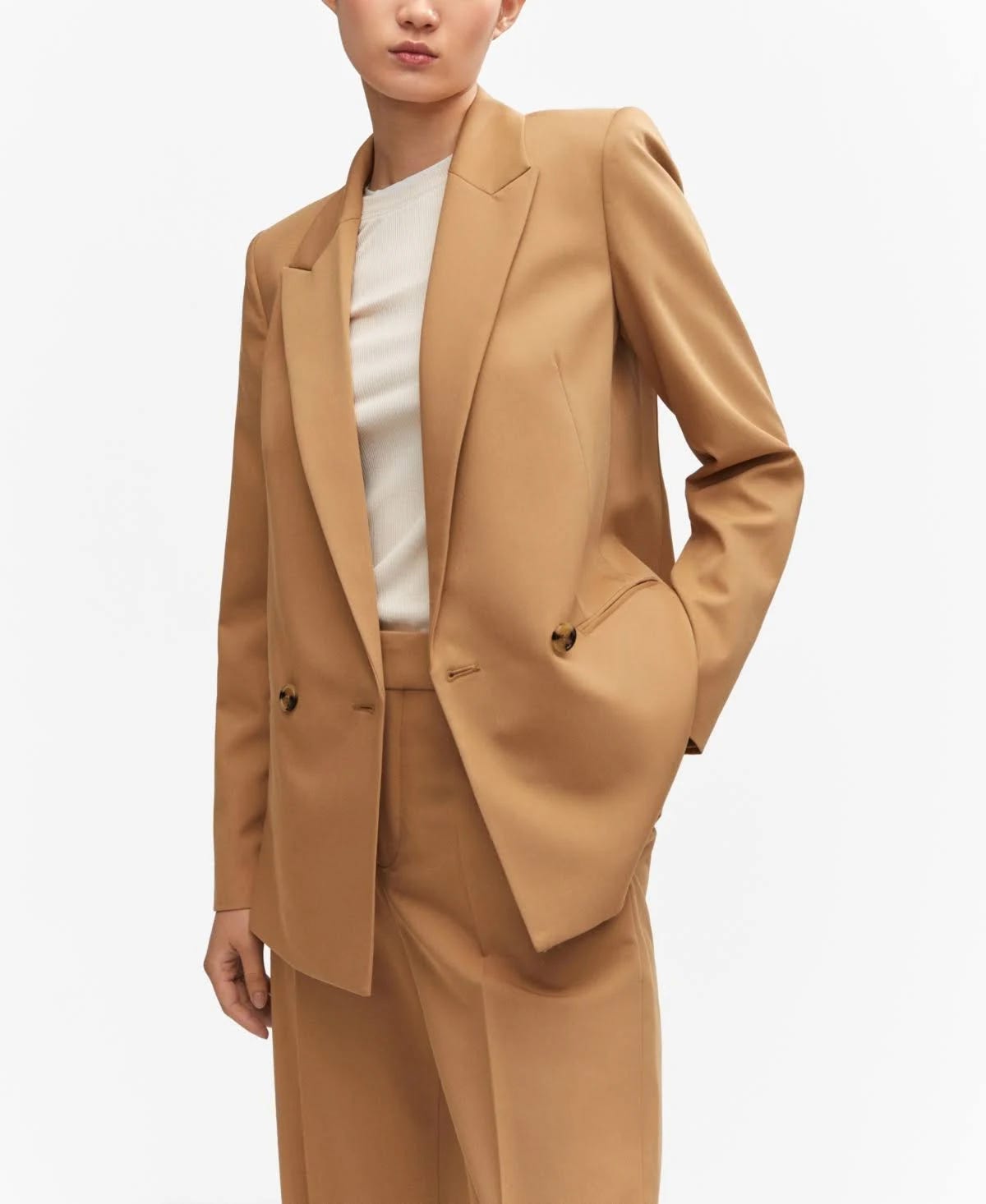 Mango Oversized Camel Blazer - Women's Medium Brown | Image