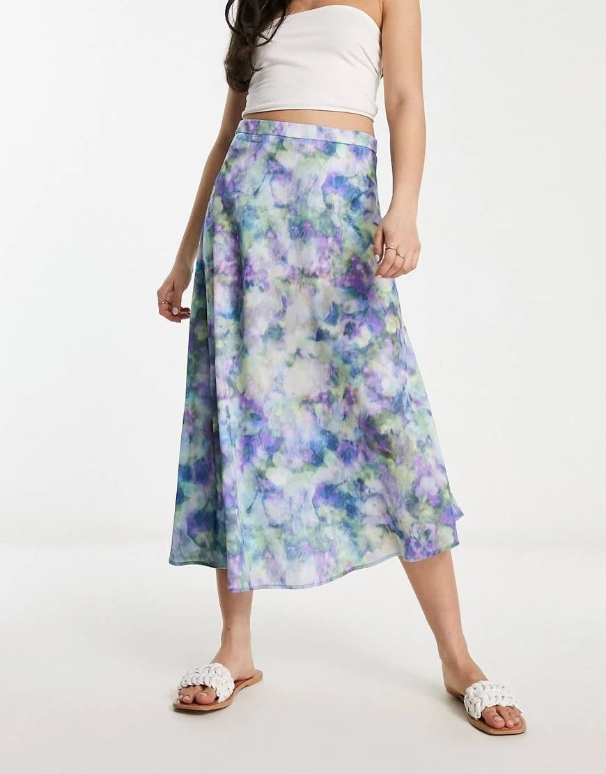 Blue Floral Mesh Skirt by Stradivarius | Image