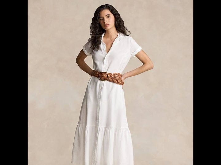 ralph-lauren-womens-tiered-linen-shirtdress-size-6-in-white-1
