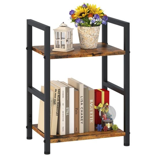 katrawu-small-bookshelf-for-small-space-2-tier-industrial-bookcasenarrow-book-case-storage-organizer-1