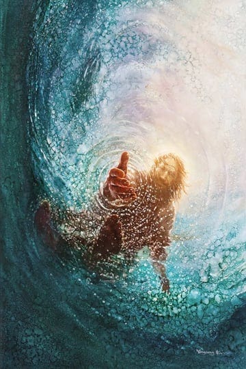 the-hand-of-god-by-yongsung-kim-features-jesus-reach-out-to-save-peter-open-edition-canvas-12-x-18-r-1