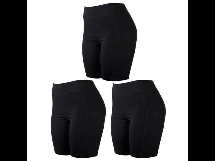 unihosiery-3-pk-womens-cotton-jersey-biker-shorts-leggings-w-pockets-yoga-sports-black-s-size-small-1