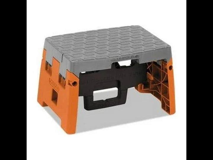 folding-step-stool-1-step-300-lb-capacity-8-5-inch-working-height-orange-gray-1