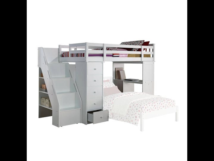 acme-freya-loft-bed-bookcase-ladder-white-1