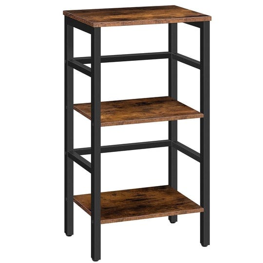 hoobro-3-tier-bookshelf-record-storage-with-side-fence-wooden-free-standing-shelf-narrow-ladder-shel-1