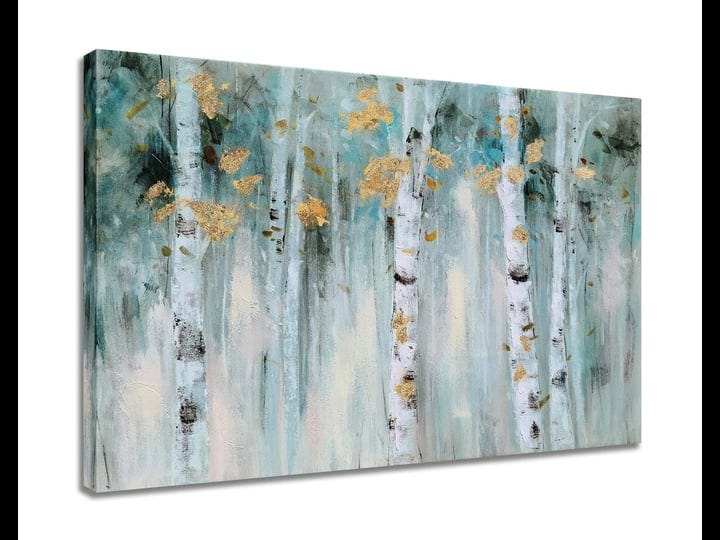 sygallerier-birch-tree-canvas-wall-art-with-textured-modern-forest-paintings-with-gold-foil-contempo-1