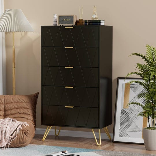 5-drawers-chest-of-dresser-storage-tower-cabinet-bedroom-organizer-black-1