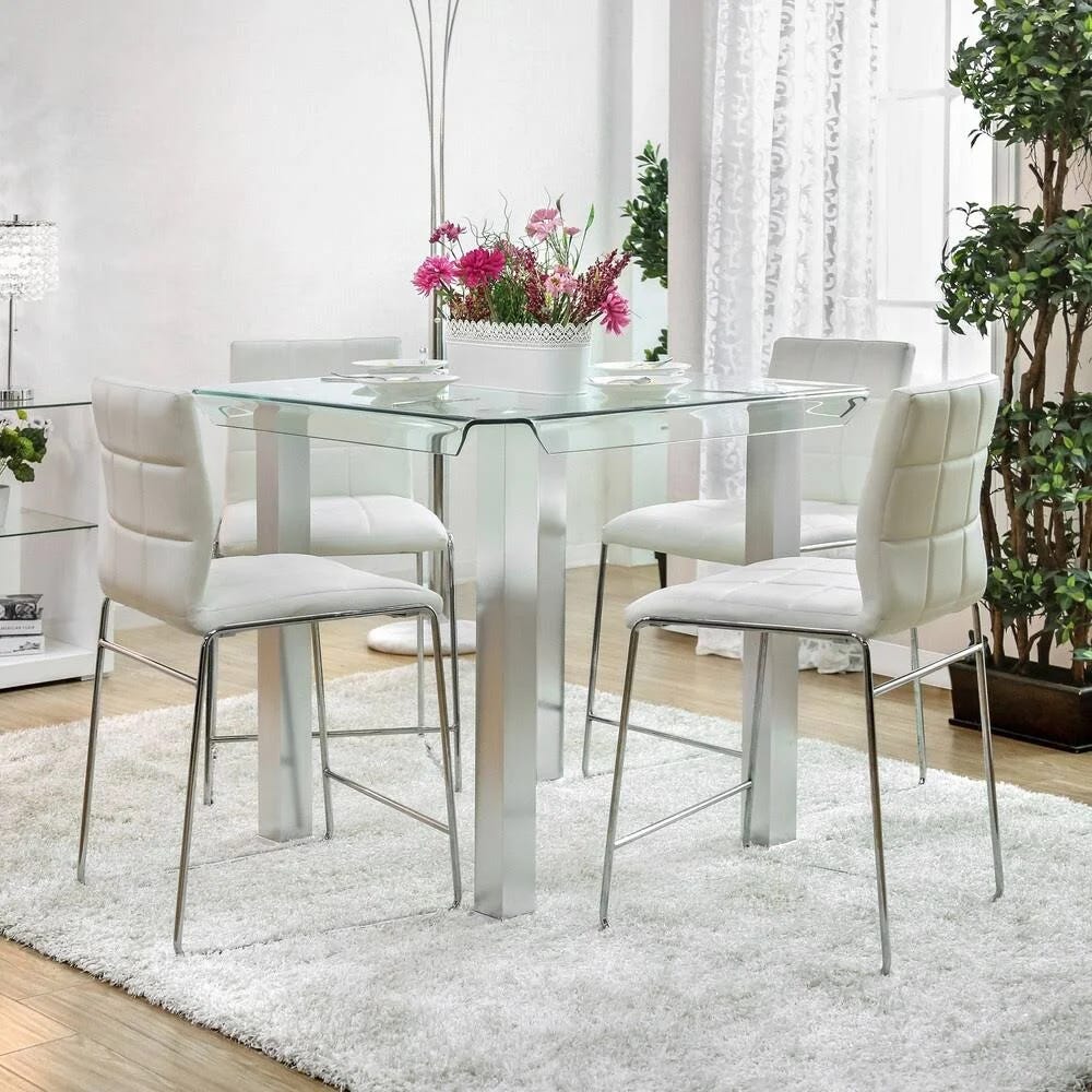 Contemporary Glass Counter-Height Dining Table for Elegant Mealtime | Image