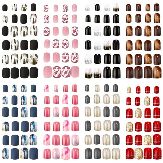 maitys-192-pieces-8-boxes-press-on-nails-short-fakes-nails-square-false-nails-for-girls-colorful-glo-1