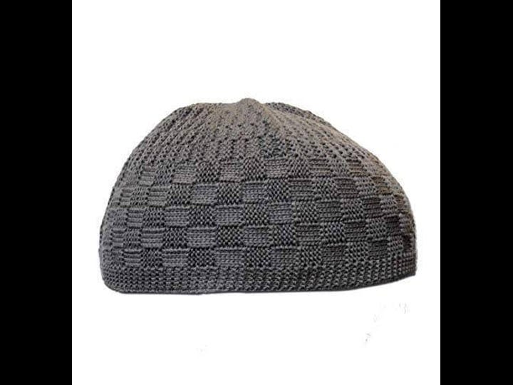 modefa-islamic-mens-checkered-knit-kufi-cap-gray-1