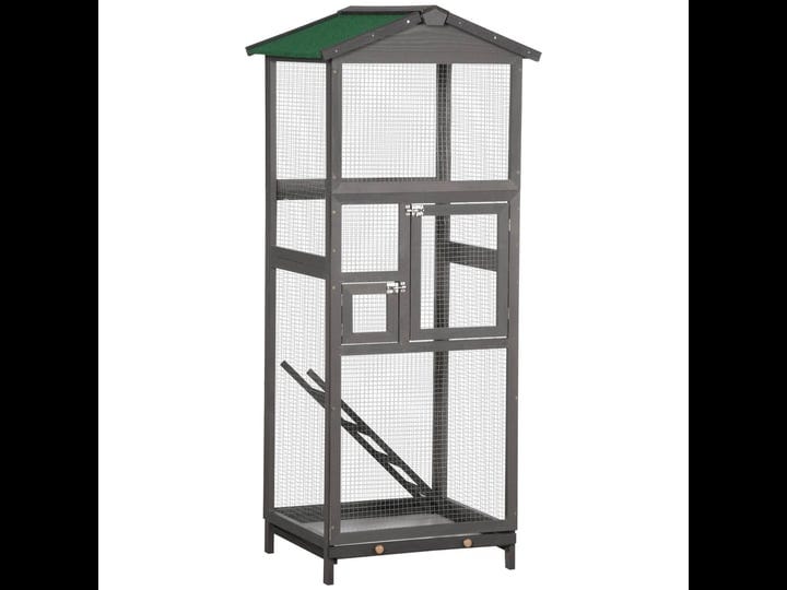 pawhut-65-wooden-bird-cages-outdoor-finches-aviary-birdcage-with-pull-out-tray-2-doors-grey-1