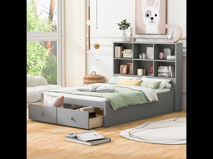 full-size-platform-bedstorage-headboard-charging-station-and-2-drawers-gray-1