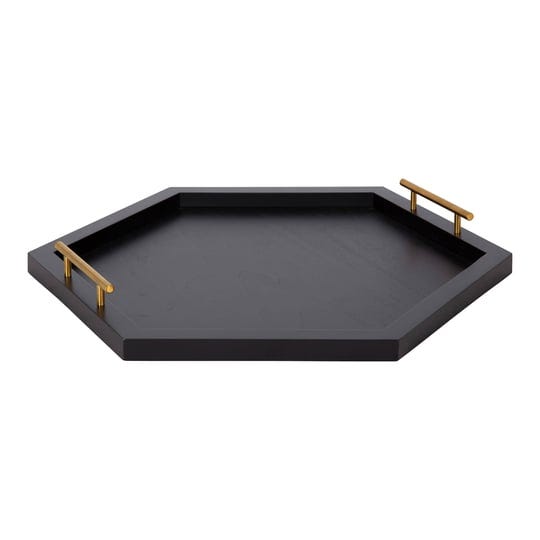 kate-and-laurel-halsey-hexagon-decorative-wood-tray-with-polished-metal-handles-22x19-black-1