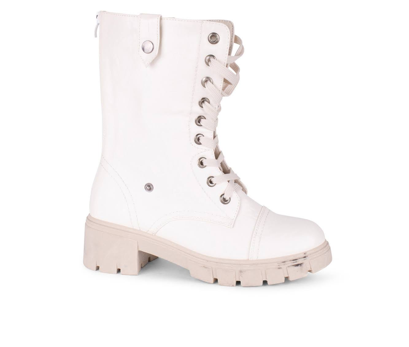 Beige Women's Mid Calf Combat Boots | Image