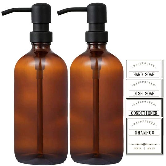 gmisun-amber-glass-soap-dispenser-2-pack-thick-dish-and-hand-soap-dispenser-set-with-rustproof-matte-1