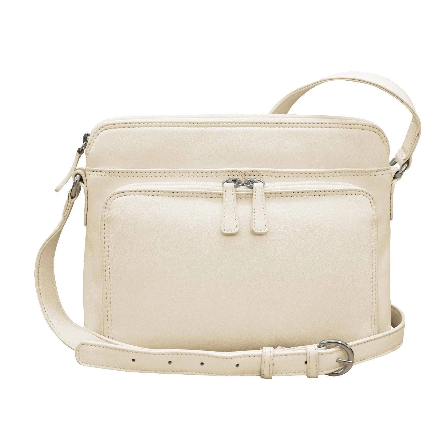Genuine Soft Leather Cross Body Bag with Organizer Wallet and Adjustable Strap | Image