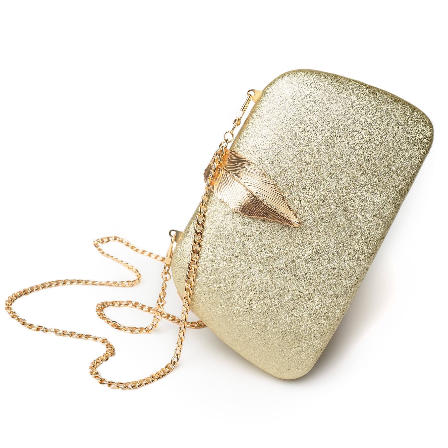 Elegant Metallic Gold Clutch for Women | Image