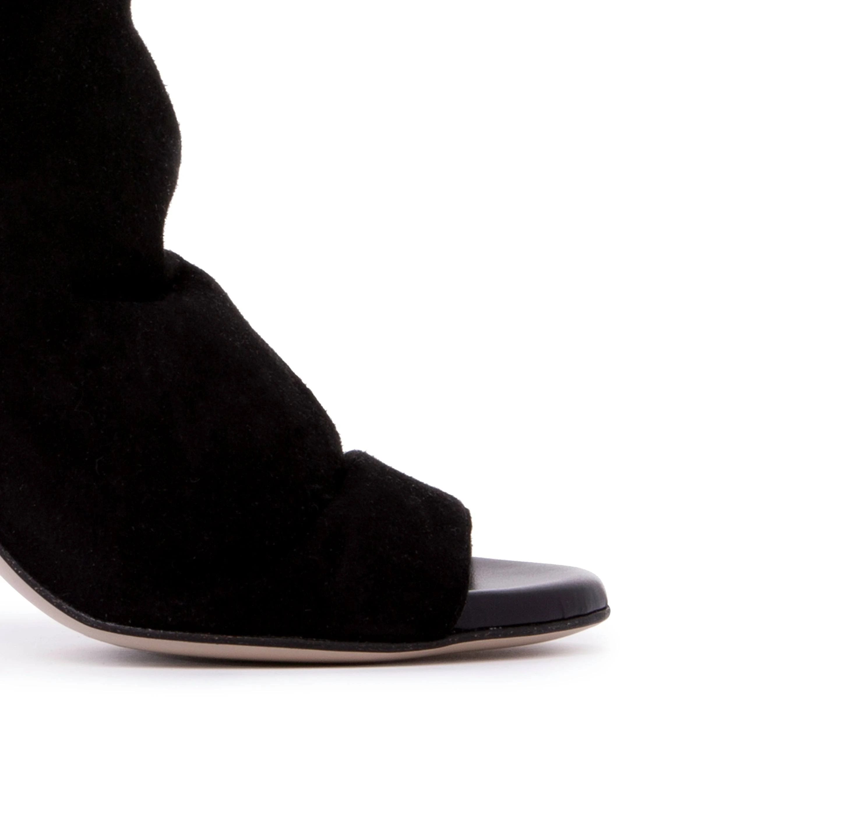 Stylish Italian Made Open Toe Bootie with Block Heel | Image
