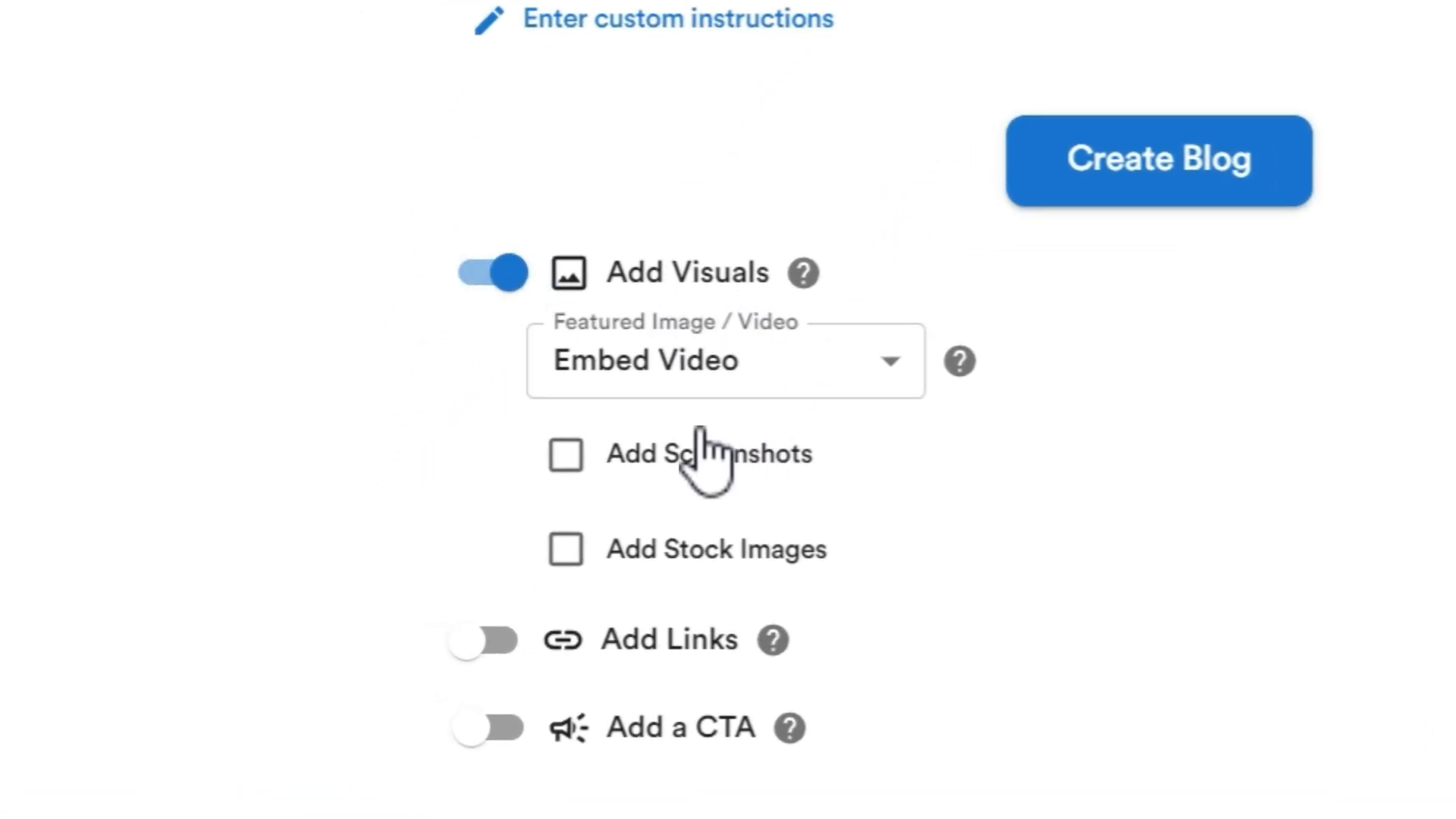 Customizing options in VideoToBlog