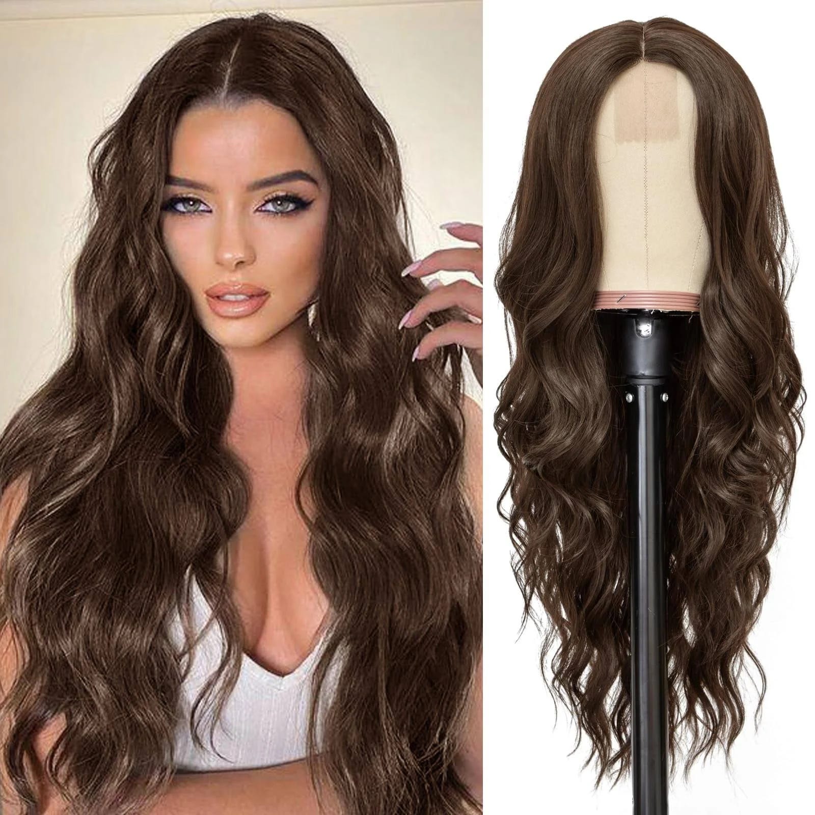 Ombre Brown Wavy Wigs for Women - Natural Daily Party Wear | Image