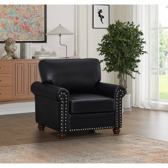 classic-accent-armchair-leisure-chair-faux-leather-black-1