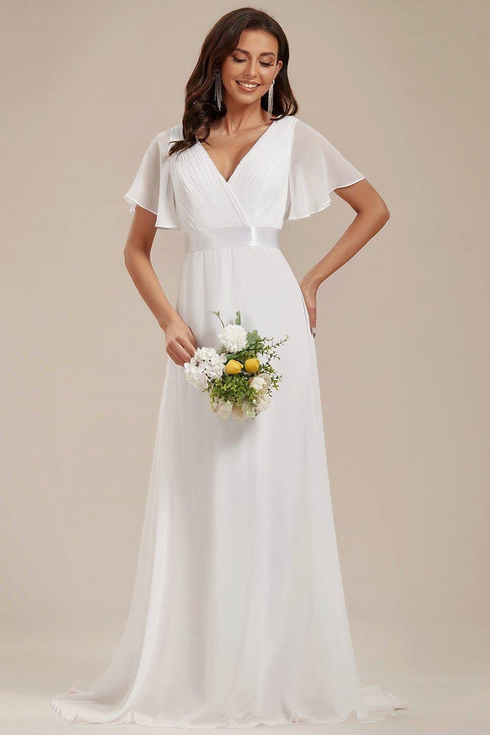 Elegant Chiffon Mother of the Bride Dress in White | Image