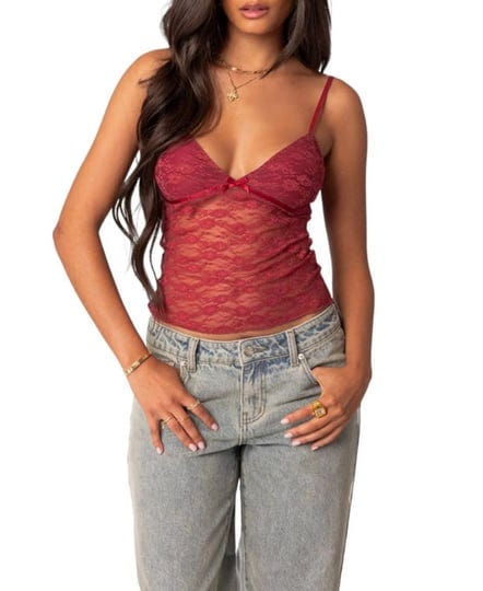 edikted-womens-eira-sheer-lace-tank-top-red-size-l-bordu-1