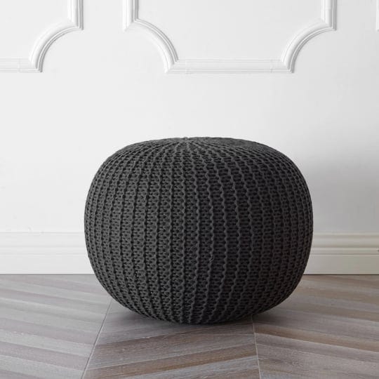 style-house-by-urban-shop-round-knit-pouf-18-inch-x-15-inch-gray-1