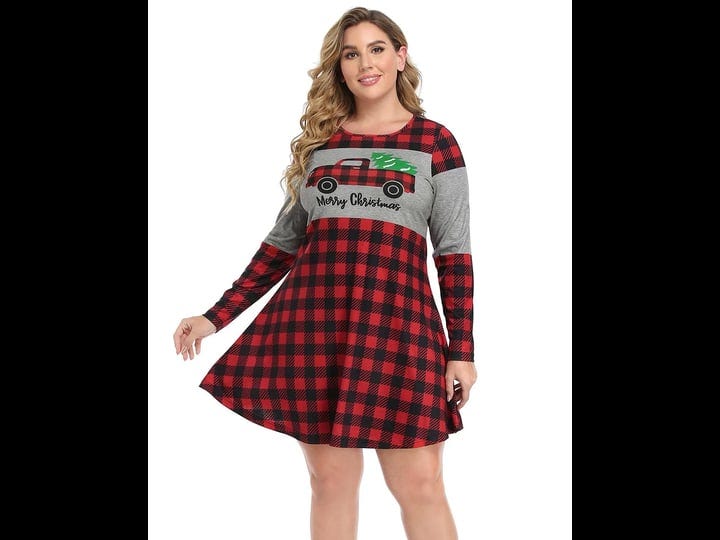 hde-womens-plus-size-party-dress-ugly-christmas-sweater-long-sleeve-skater-dress-xmas-truck-4x-women-1