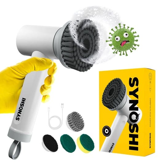 synoshi-electric-spin-scrubber-power-brush-with-3-replaceable-heads-cordless-waterproof-gray-1