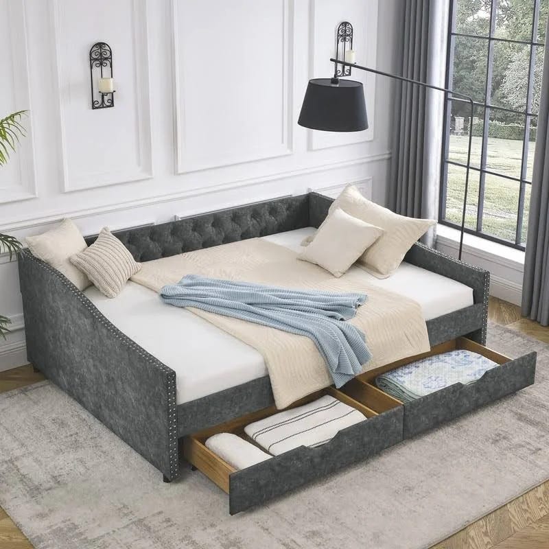 Comfortable Queen-size Daybed with Drawers and Storage Space | Image