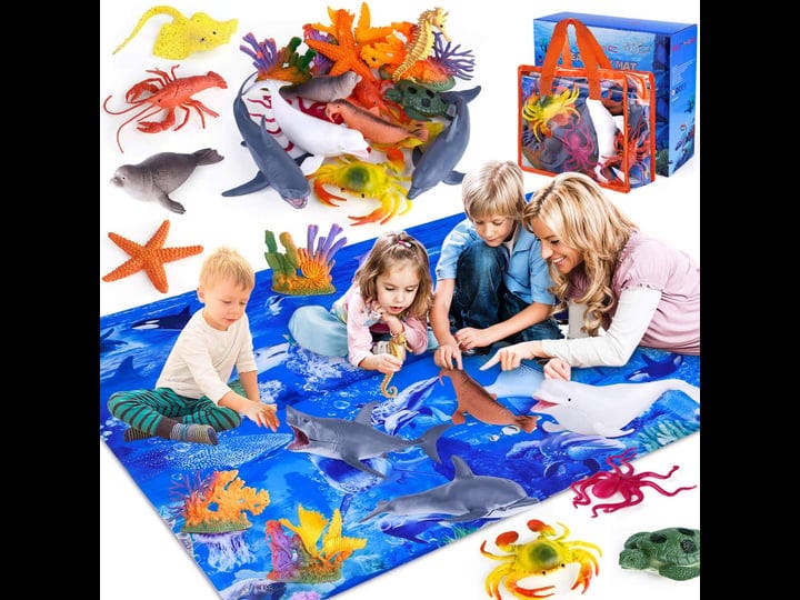 ginmic-kids-ocean-animals-toys-with-large-play-mat-18-pack-assorted-realistic-sea-animal-toys-with-c-1