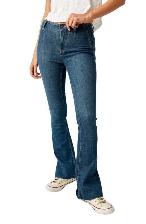 Free People Level Up Side Slit Bootcut Jeans in Country Blue Wash: Stylish and Comfortable Denim | Image