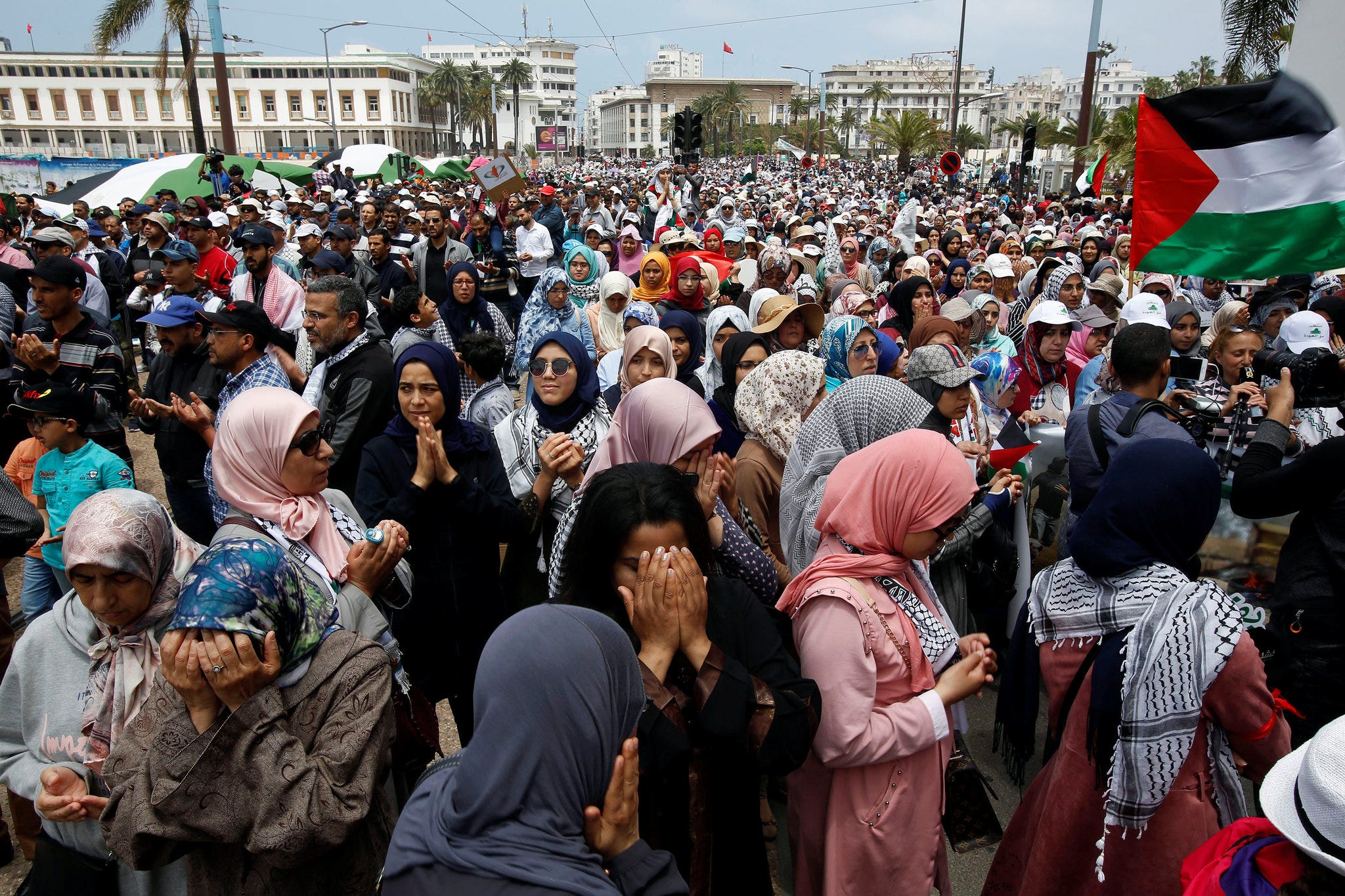 Large protest in Morocco against the U.S. Embassy move to Jerusalem.