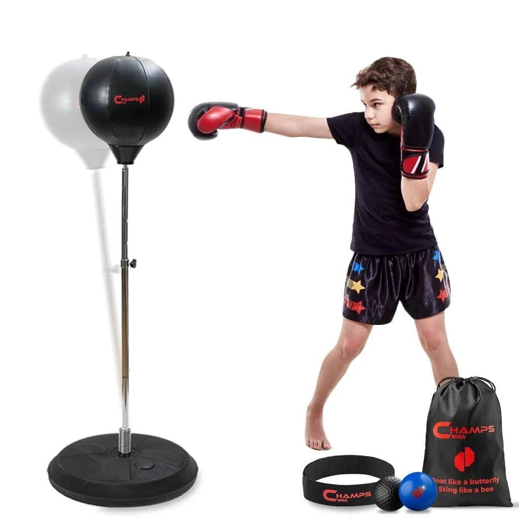 Champs MMA Kids Boxing Freestanding Reflex Bag Set for Ages 6-16, with Adjustable Stand and Reflex Balls for Improved Reflexes and Coordination | Image