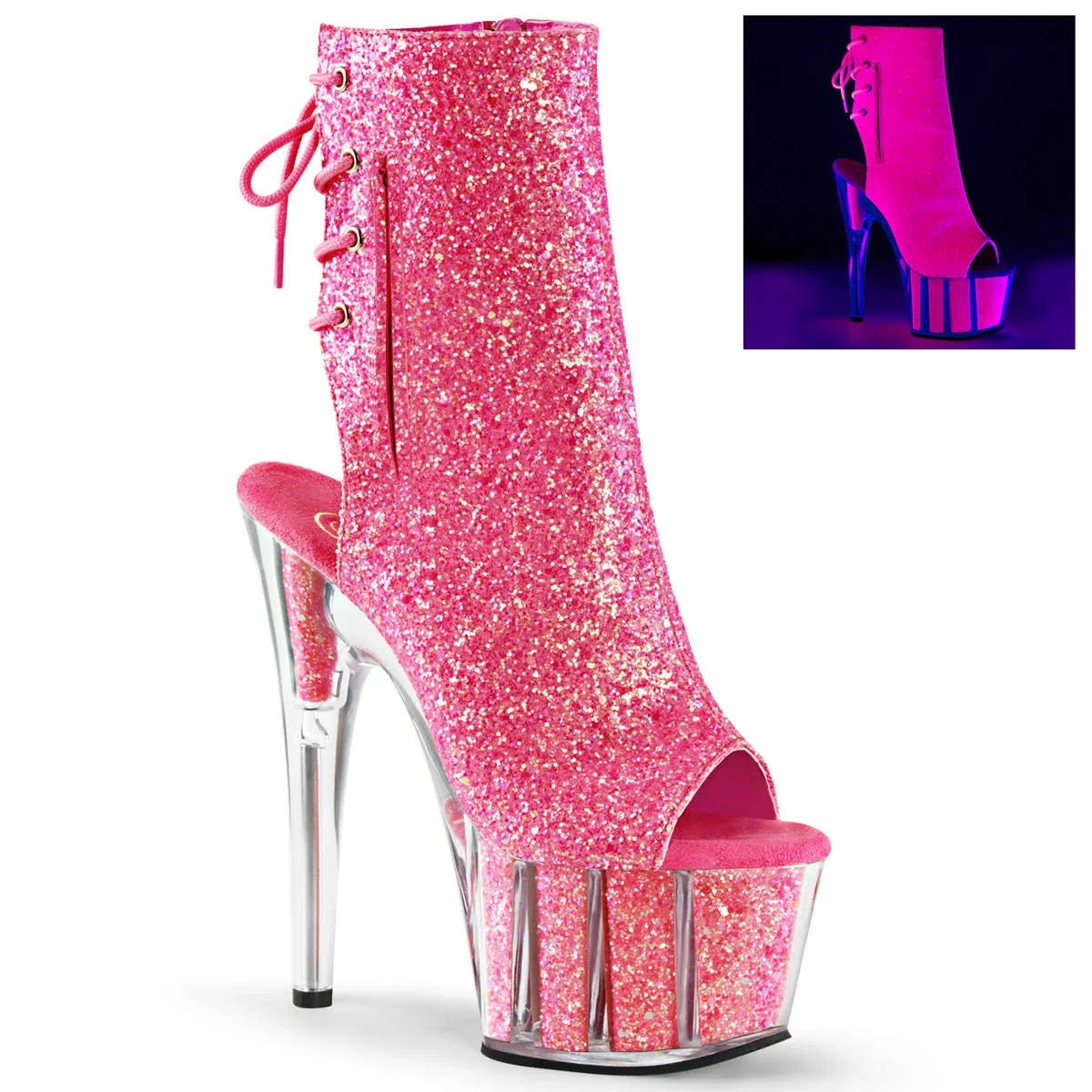 Shimmering Neon Platform Ankle Boots | Image