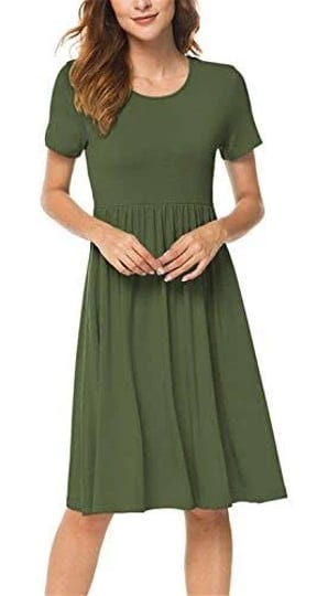 db-moon-women-casual-short-sleeve-dresses-empire-waist-knee-length-dress-with-pockets-army-green-xl-1