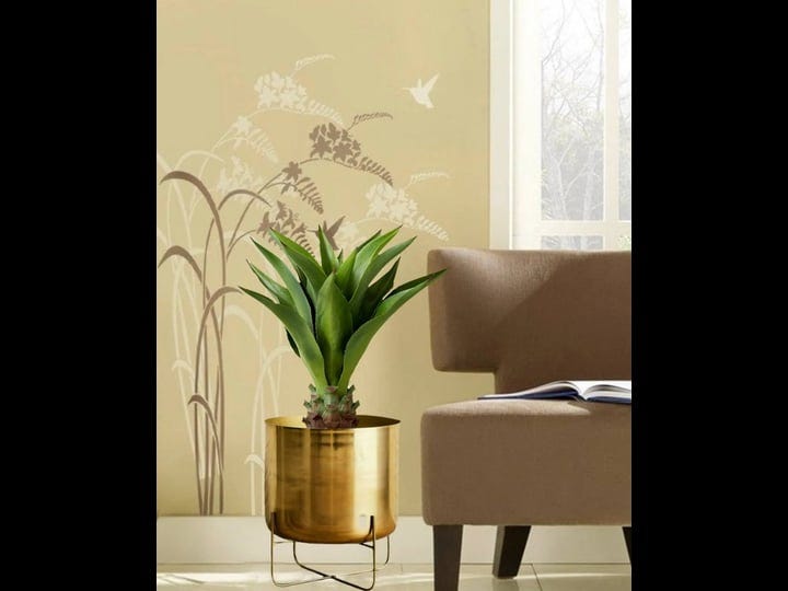 serene-spaces-living-wide-gold-planter-with-detachable-metal-stand-decorative-1
