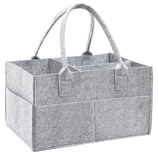 yueshop-grey-felt-baby-diaper-caddy-nursery-storage-wipes-bag-nappy-organizer-container-grey-1